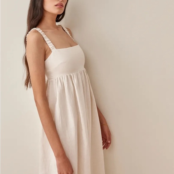 Reformation Tana Linen Dress in Cream - Picture 1 of 8